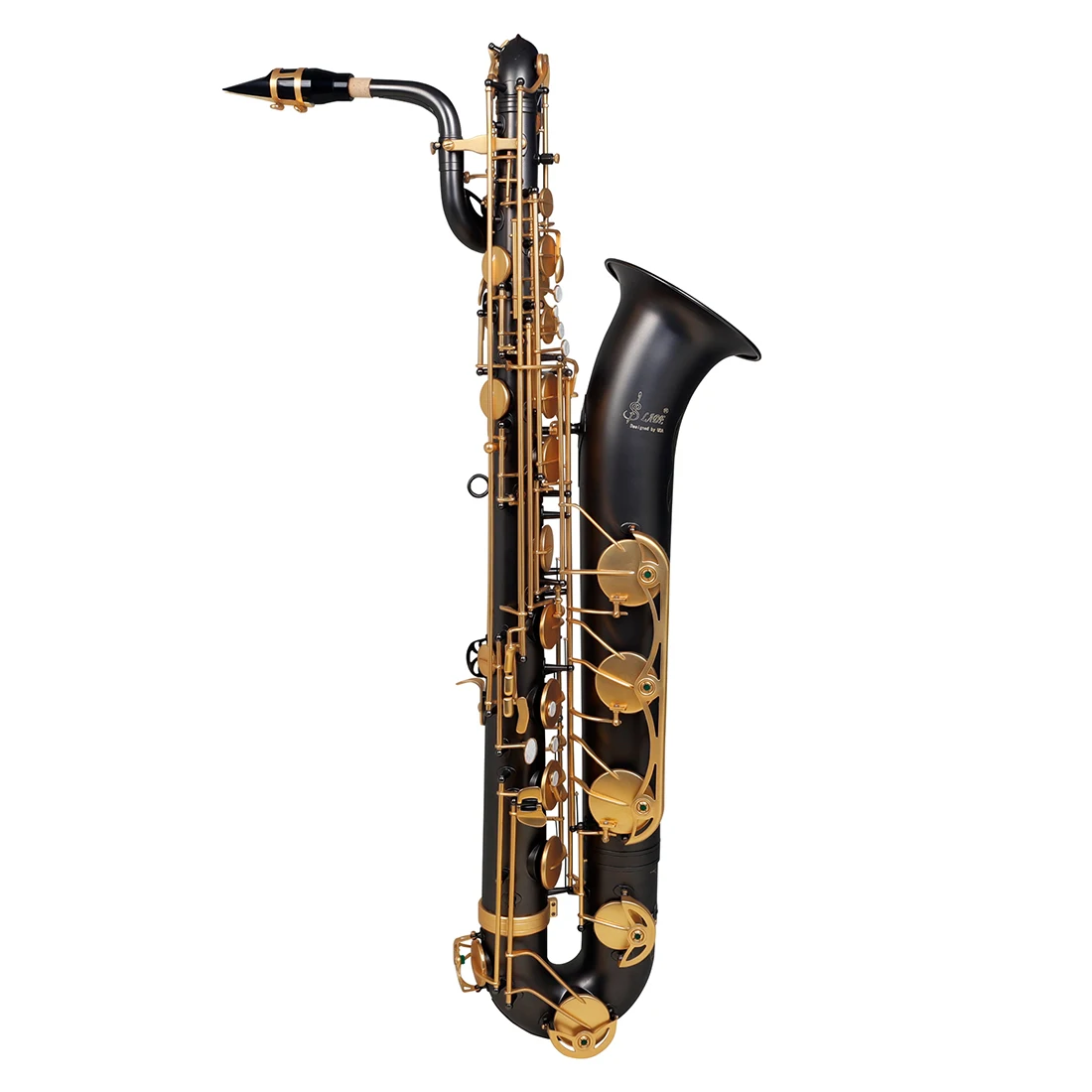 High Quality SLADE Baritone Saxophone Eb Key Brass Body Shell Button Hand-carved Black Bass Sax With Bag Set