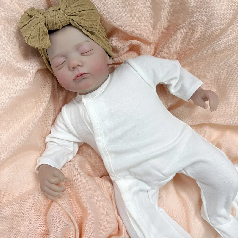 19 inch Alessia Zachte Doek Lichaam Reborn Babypop Levensechte Meerdere Lagen Schilderen 3D Huid Zichtbare Aderen met Handgeschilderd Haar