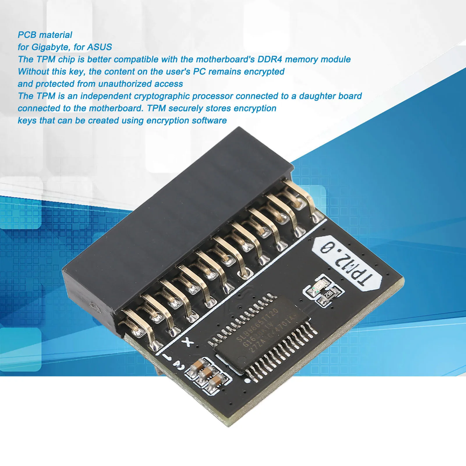 Picture 3: TPM 2.0 Encryption Security Module 20Pin TPM2.0 Module PCB Material Safe Stable Standalone Crypto Processor For Computer