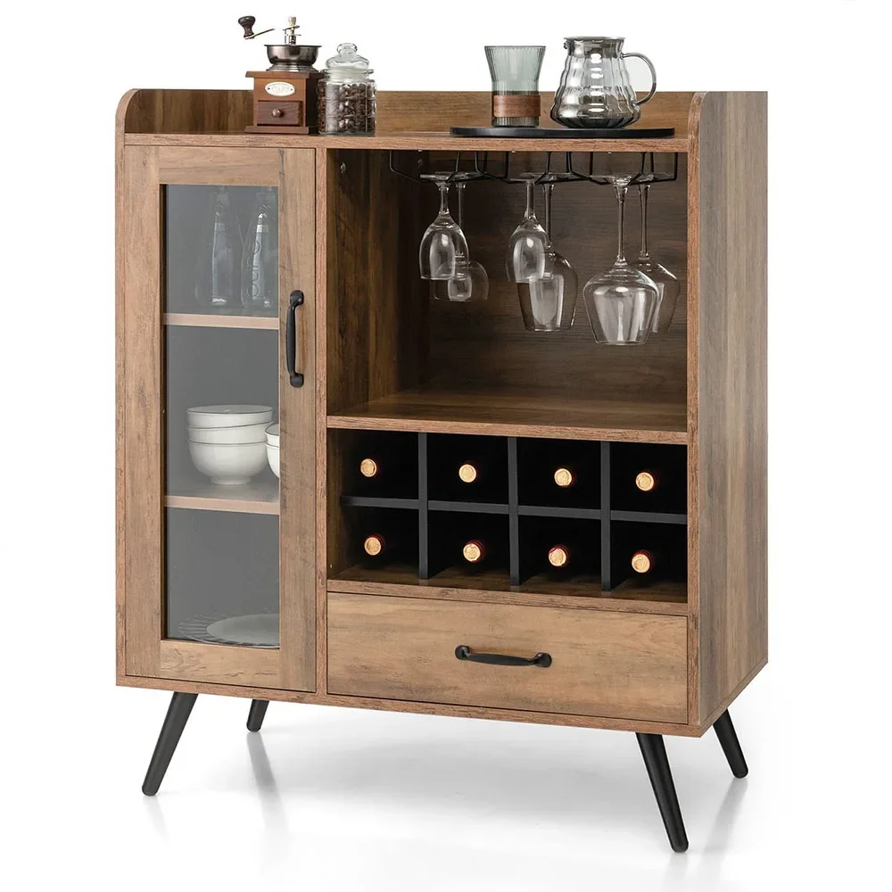 

z Factory supply industrial wood buffet sideboard storage rack vintage antique oak wine bar cabinet for liquor and glasses