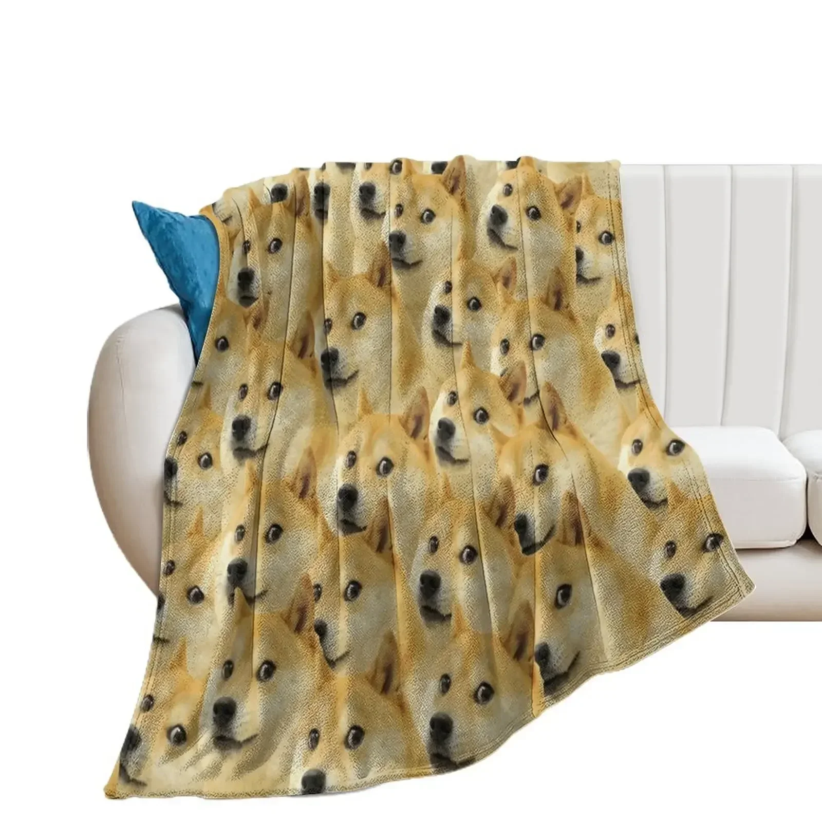 Doge WOW Pattern Shiba Inu Doggo dog meme montage HD High Quality Online Store Throw Blanket Comforter Luxury Throw Blankets