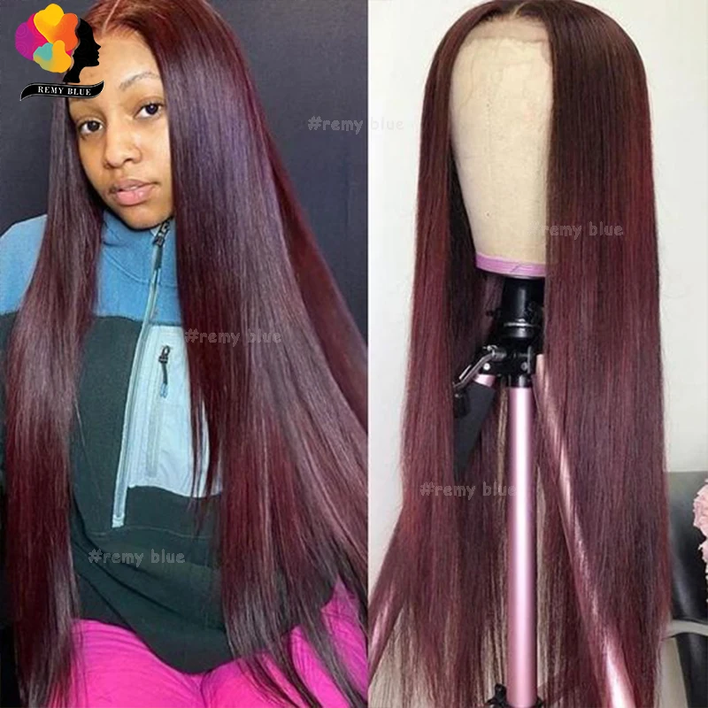 Burgundy Human Hair Lace Frontal Wigs for Black Women 13x6 Lace Front Human Hair Wig Pre-Plucked 99J Red Straight Lace Front Wig