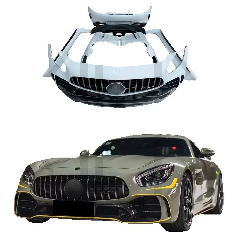 

For Mercedes Benz C190 AMG GT GTR Half Carbon Fiber Full Body Kit Front Rear Bumper Side Skirts Spoiler Fenders 15-17