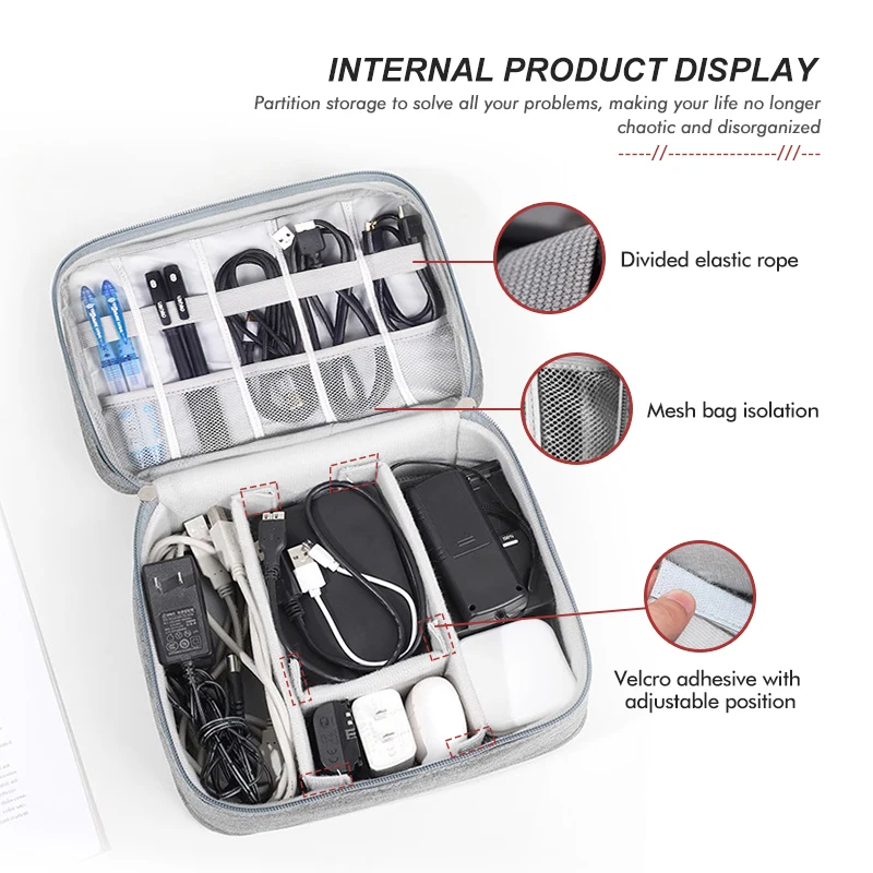 Digital Storage Bag Data Cable Organizer Portable Waterproof For Hyundai Sonata i30 i20 Tucson Elantra Kona N Line