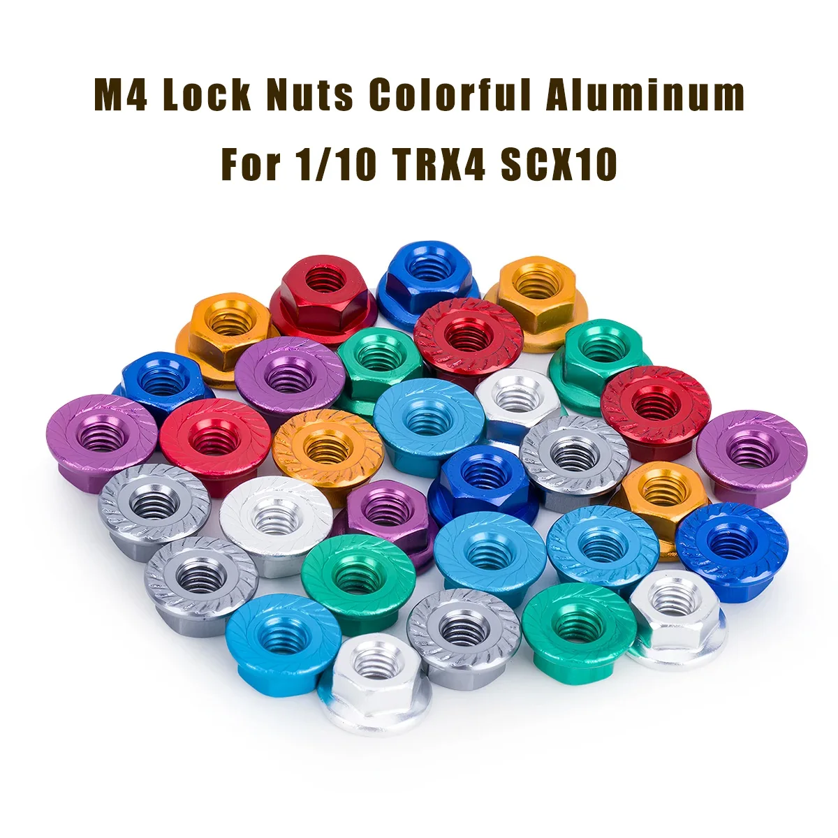 1/10 1/14 RC Universal M4 Aluminum Lock Nuts – 4/8Pcs Colorful Anodized Flange Nuts for TRX4 SCX10