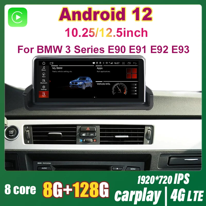 

10.25"/12.5" Android 12 GPS Navigation Car Multimedia Player Radio For BMW 3 Series E90 E91 E92 E93 2005-2012 Stereo Video