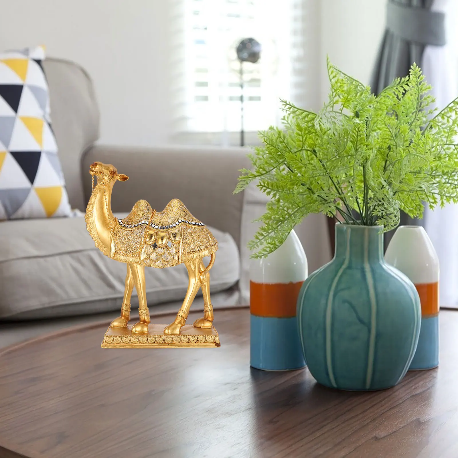 

Camel Statue Decor Middle Eastern Resin Craft Golden Festival Zoo Animal Statue Decoration Animal nament