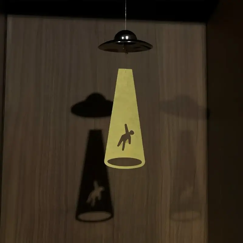 New Creative UFO Alien Abduction Wind Chime With Shadow Effect And Glowing Design For Home Balcony Patio Decor Space Fans Gifts