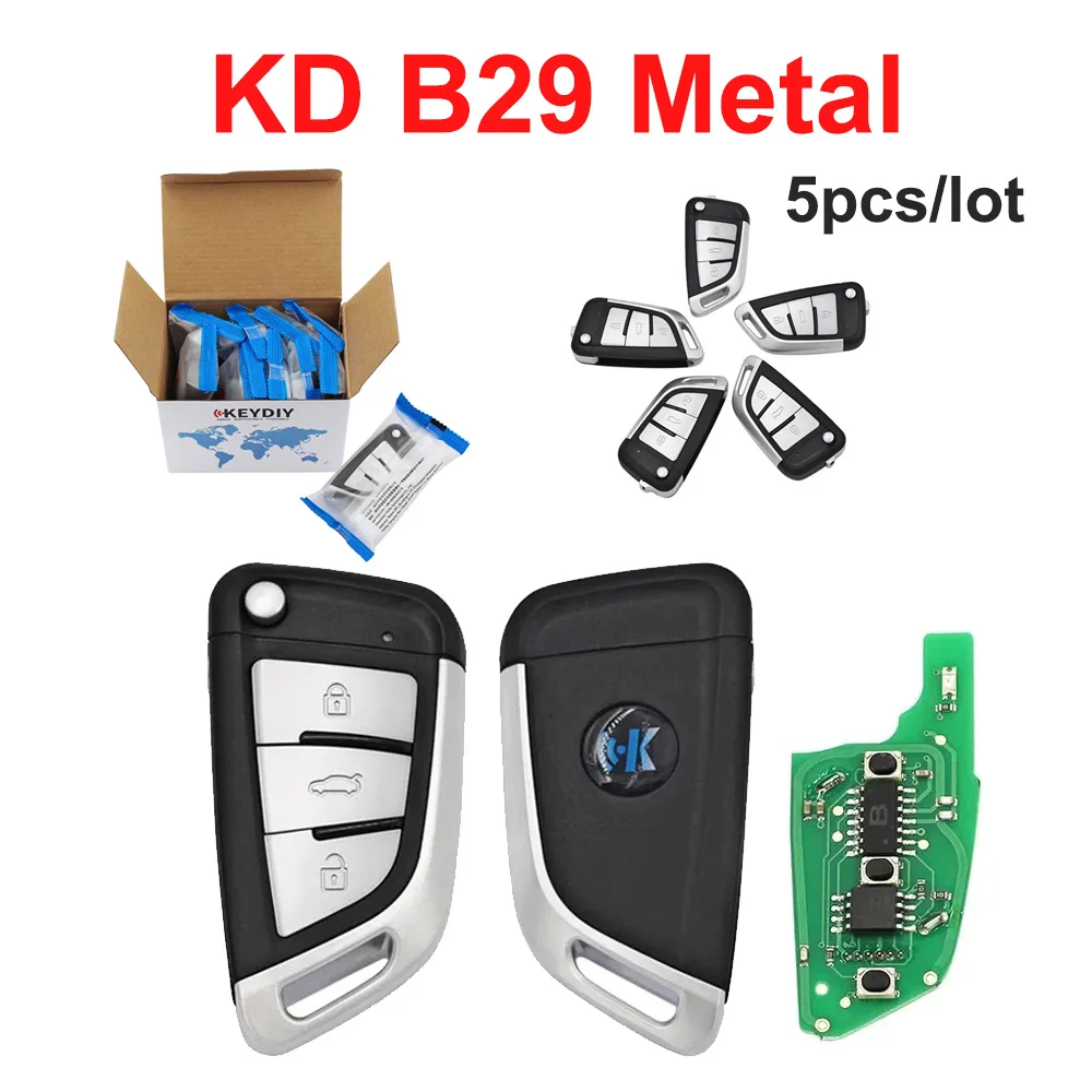 

Ключ KEYDIY B29Metal Button, оригинальный универсальный пульт дистанционного управления B29 серии B для KD900 KD900 + KD MAX, KD-X2 Key программатор, 5 шт./партия