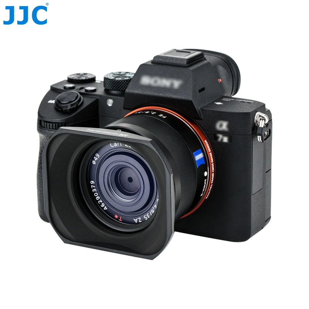 JJC Metal Square Lens Hood with Lens Cap Cover for Sony DSC-RX1 DSC-RX1R DSC-RX1RII SEL50F18 SEL16F28 Lens Replaces Sony LHP-1