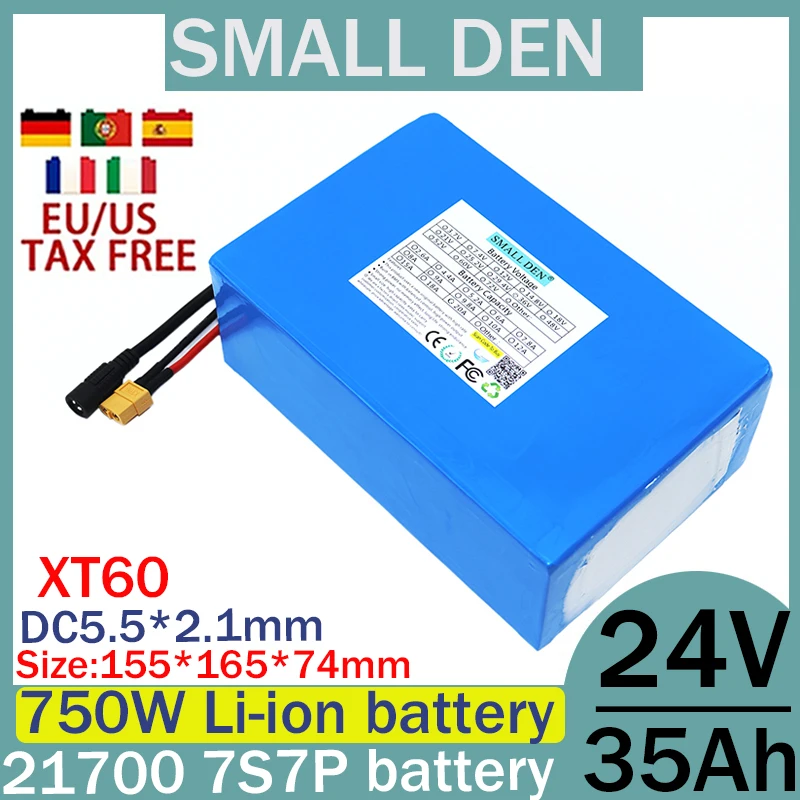 24V 35ah 21700 7S7P lithium-ion battery pack 750W electric tool battery outdoor backup battery off-road vehicle solar energy