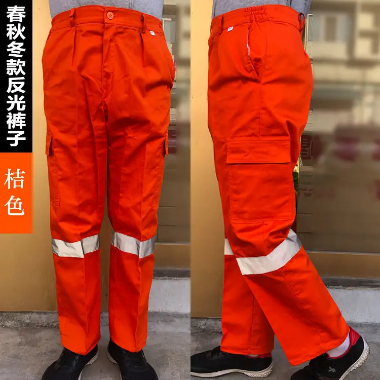 Pantalon Cargo Résistant à l'Usure pour Homme, Salopette en Coton Orange, Décontracté, Ample, HIPBathroom P, Poches Casting, 2024