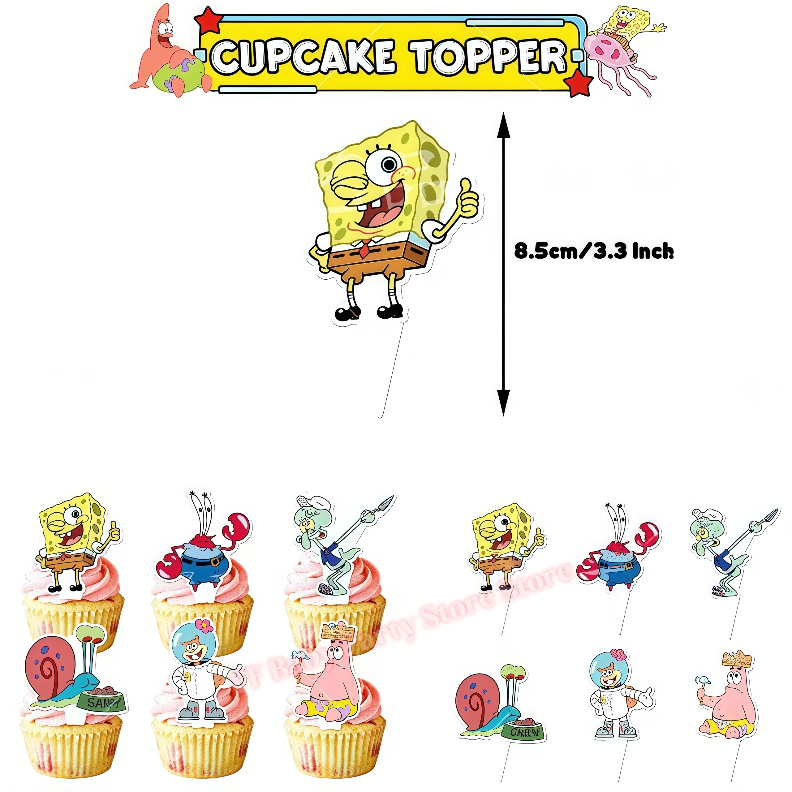 SpongeBob Geburtstagsparty Dekoration Hintergrund Tortendekoration Becher Ballons für Kinderparty Gastgeschenk Babyparty Zubehör – Detail 14