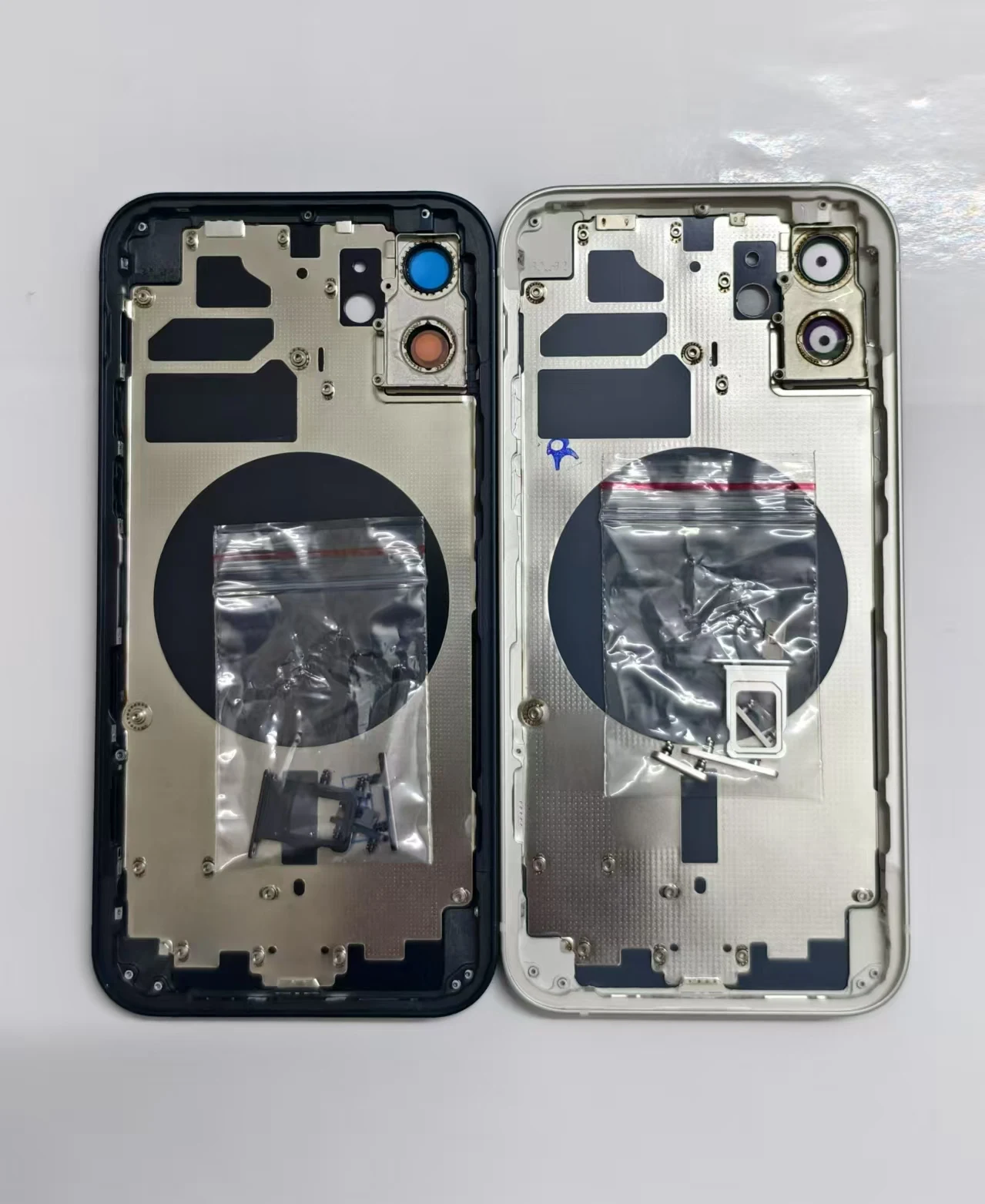 For Iphone 12 OEM Housing Cover Battery Door Rear Chassis Middl Frame With Back Glass + Side Buttons + Sim Chuck For 12