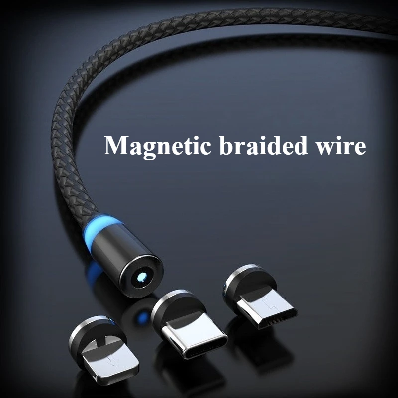 New Magnetic Data Cable 1m Breathing Lamp Magnetic Cable Is Suitable for Apple Android TYPE-C Xiaomi Mobile Phone Charging Cable