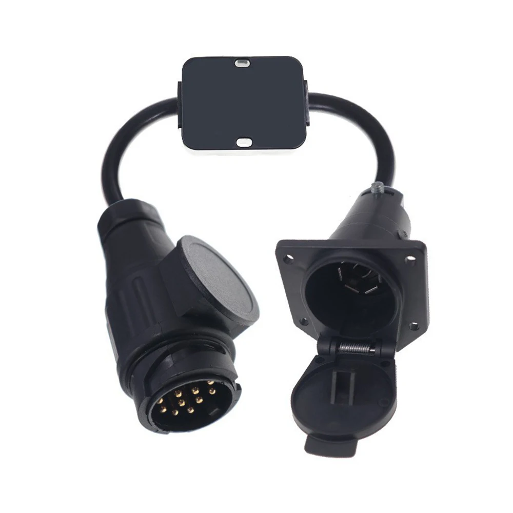 Plastic European 13 Pin To American Style 7 Way Plug Adapter Round Connector RV Trailer Light Electrical Converter Harness 6-24V