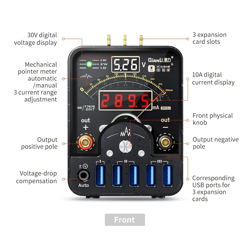 Qianli YCS LT1 LT2 Power Supply DC Diagnosis Instrument for Phone Boot Test Cable With Type C Interface Fast Charger Power Met