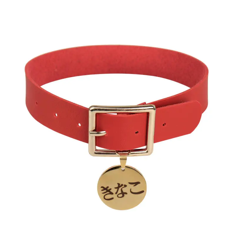 

Аксессуар для косплея на Хэллоуин, кошка, женщина, ниша, индивидуальное колье, ожерелье, красный ремень из искусственной кожи, галстуки, регулируемый