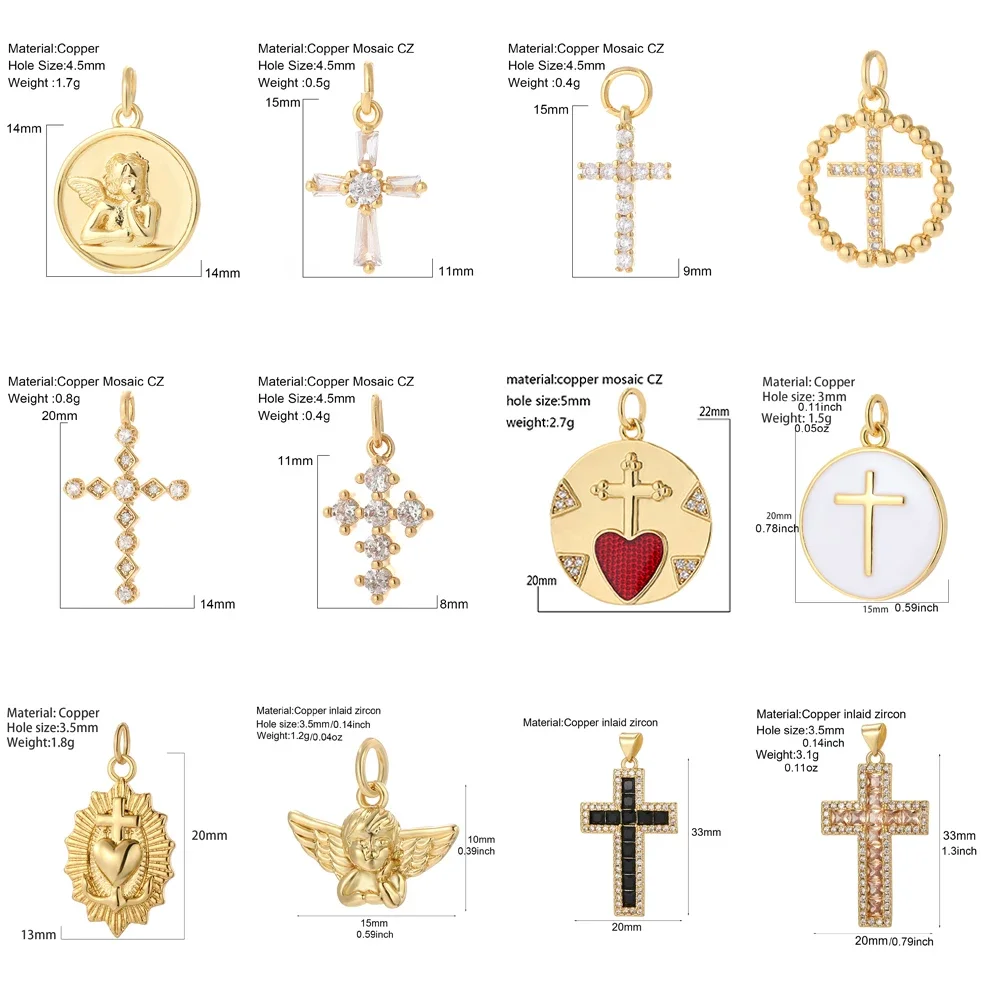 القوطي الصليب سحر لمستلزمات صناعة المجوهرات الذهبي الملاك سحر الفولاذ المقاوم للصدأ سلسلة طويلة Dijes عقد دي اي واي القرط سوار