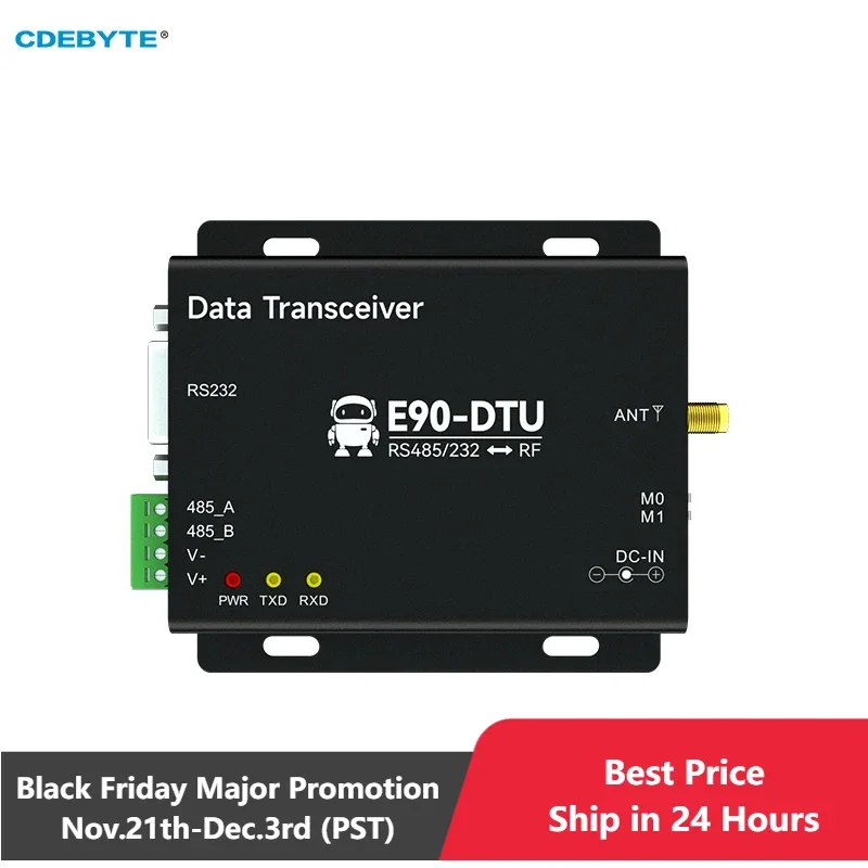 

LoRa Spread Spectrum RS232/RS485 915Mhz 868Mhz 30dBm Wireless Radio CDEBYTE E90-DTU(900L30)-V8 PA LNA DC 8-28V Transceiver