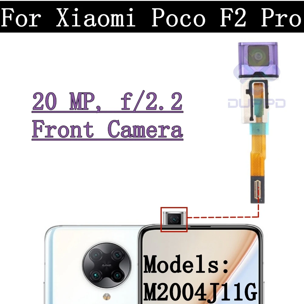 Original Rear and Front Camera Module, Flex Cable for Xiaomi Poco F2 Pro Selfie, Small Facing Main Back Camera Lens