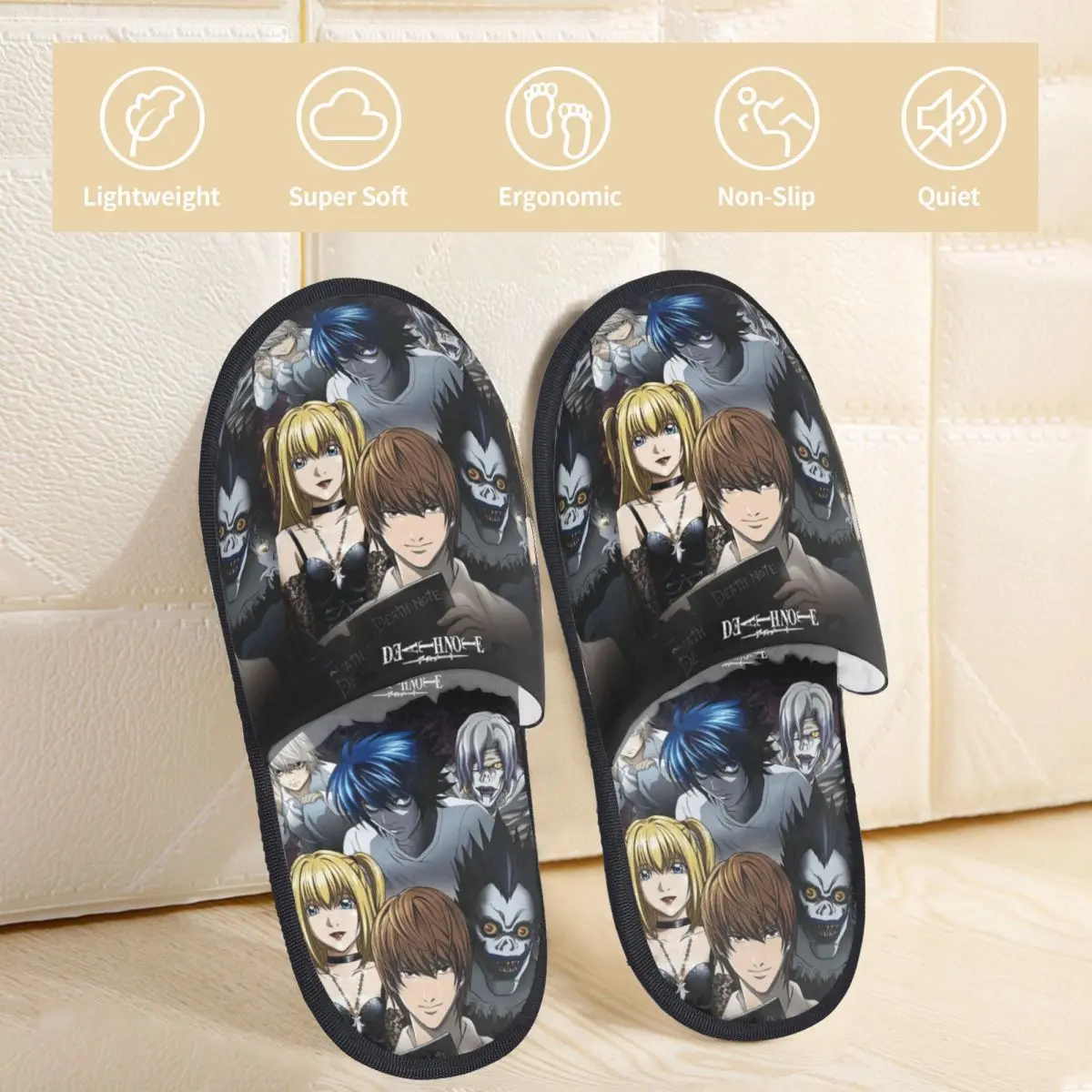 Death Note Anime Winter Home Cotton Slippers Indoor Shinigami Japanese Anime Soft Household Fur Slippers Slides Non-skid