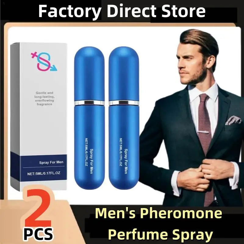 2Pcs 5ml NEW Men's Pheromone Perfume Gentle Andlong-lasting Fragrance Protable Blue Bottle Spray For Men Dating Magic Capsule