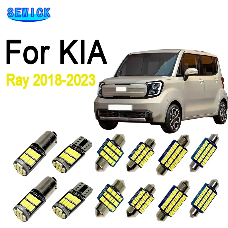 10Pcs LED Bulb Interior Light Kit For KIA Ray 2018-2021 2022 2023 Canbus Dome Trunk License Plate Signal Lamp Car Accessories