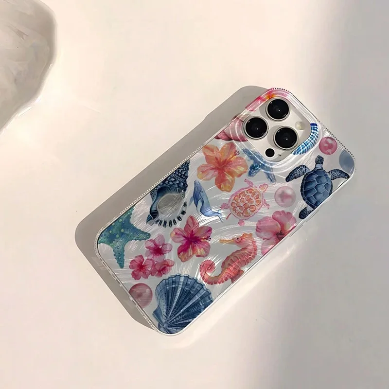 Handyhülle für iPhone 17 13 12 11 16 15 14 Pro Max 16E XS X XR 7 8 Plus Niedliches Rosa Herz Seestern Korallen Quallen Muster Cover – Detail 9