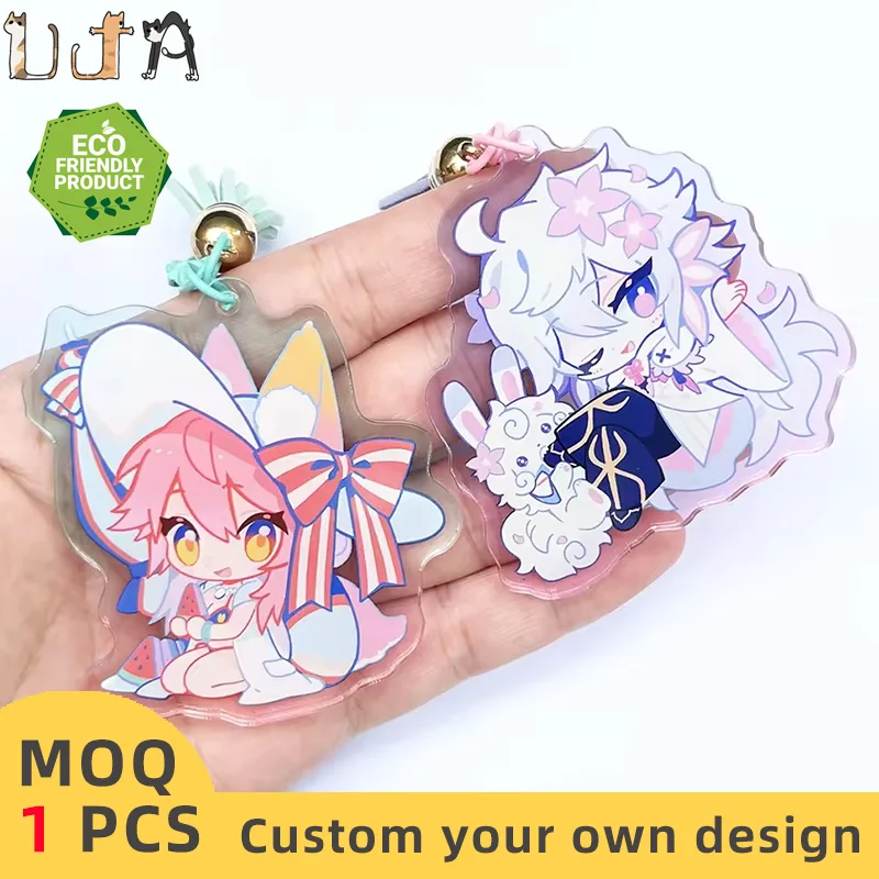 UJA CNC Diamond Cut Wristlet Keychain Clear Acrylic Keychains Pvc 3D Mini Bag Bear Motel Shaker Sets Lanyard Clear Charms