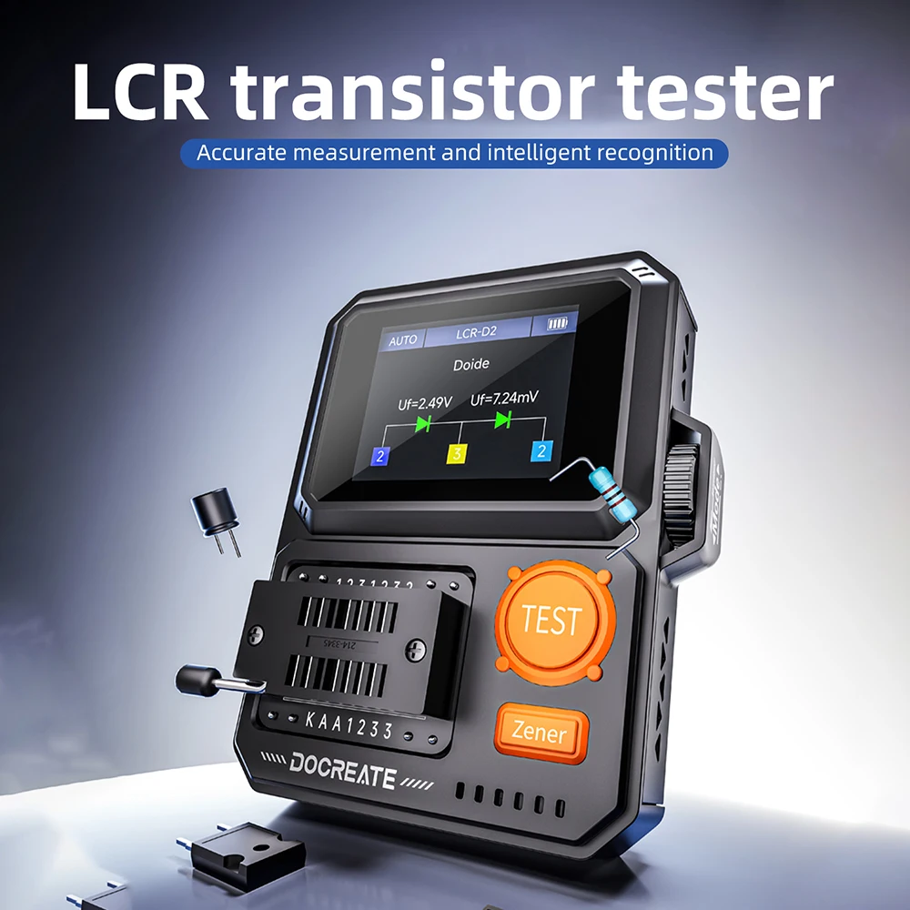 Testeur de transistors LCR-D2 avec écran LCD 1,44 pouces, testeur de diodes, triodes, capacités, résistances, composants SMD, avec charge Type-C, mesureur ESR