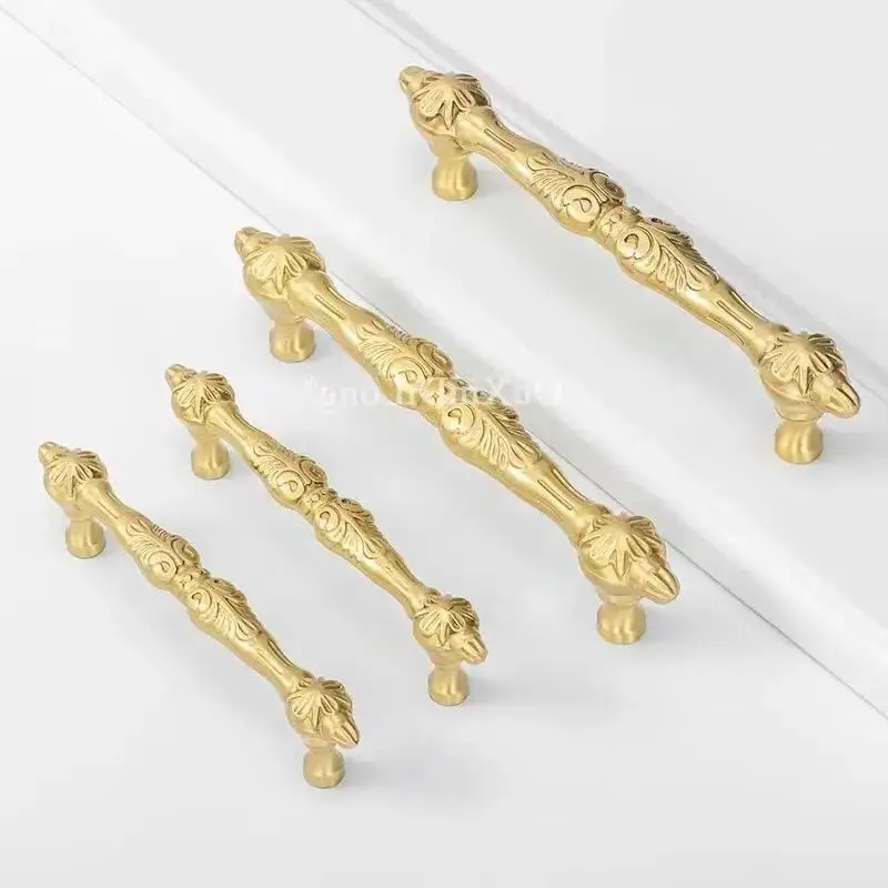 Retro 4PCS Solid Brass Furniture Pulls Handles Drawer Knobs Cupboard Wardrobe Closet Dresser Shoe Wine Cabinet Door Pulls Pens
