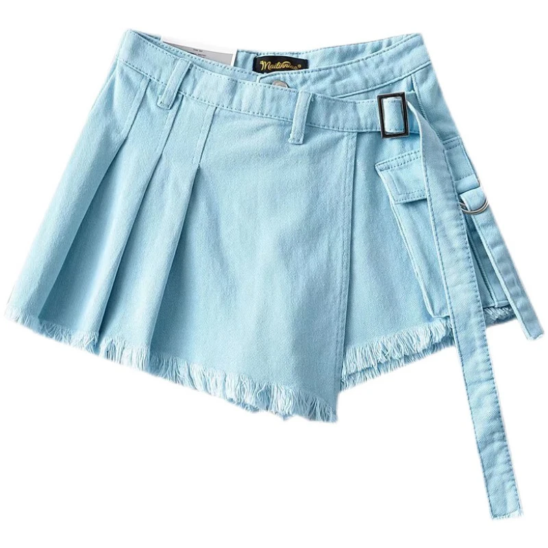 

Tassel hot sweet summer high waist casual denim shorts women irregular design chic ins fashion Y2k student street wear