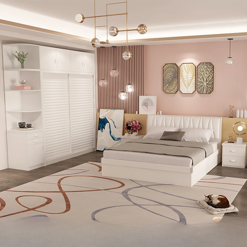 

Cute Full Wardrobe Bedroom Set Minimalist White European Modern Twin Bedroom Set Upholstered Wood Meubles De Chambre Furniture