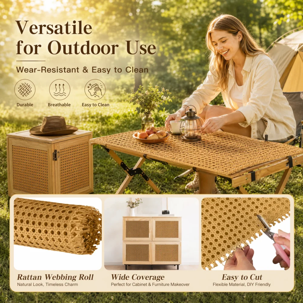 40-50cm Wide 0.6-2 Meters Long Plastic Rattan Webbing Roll Wicker Board Outdoor Chair Table Furniture Repair Material
