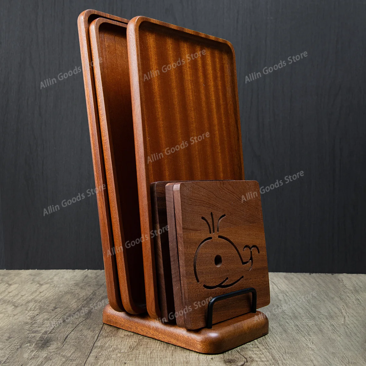 cutting board rack, solid wood ebony cutting board for kitchen, drain rack, lid placement rack, rolling surface  board  rack