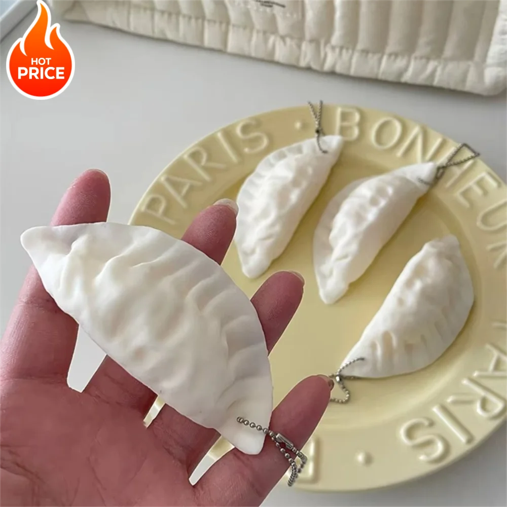 Simulation Dumplings Keychain Bag Pendant Cute Mini Squishy Toy Dumplings Simulation Food Decoration Charms Stress Relief Gift