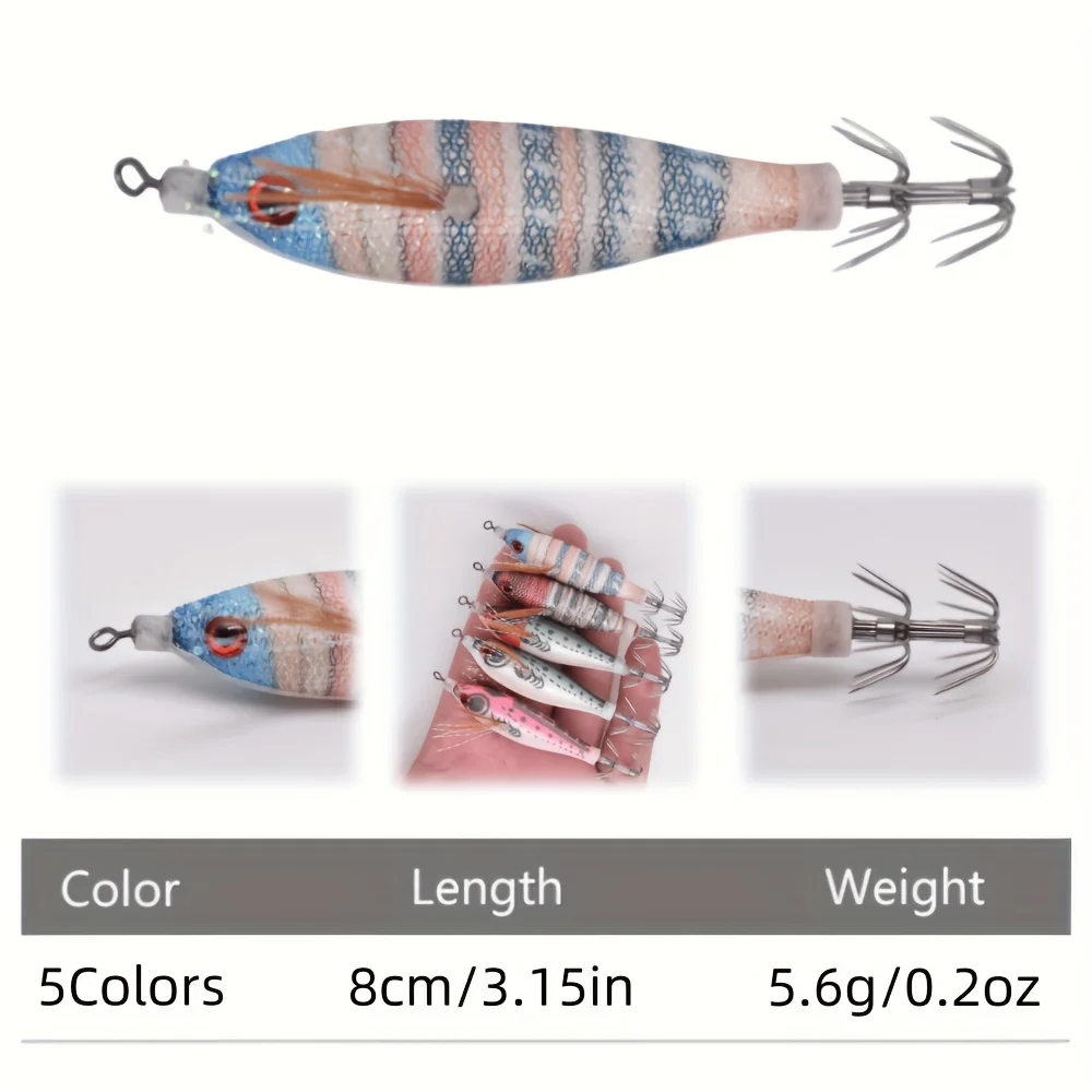 5pcs Squid Jig Slow Sinking Cuttlefish Lure Artificial Calamar Octopus Bait Fish for Shrimp Hook Sea Fishing Lures, Offshore Fis view 5