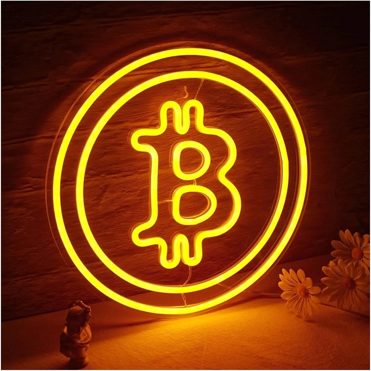 Bitcoin Neon Sign, Neon Wall Decoration with Dimmer Switch, USB-powered, LED Neon Light Sign for Bars, Parties, Restaurants