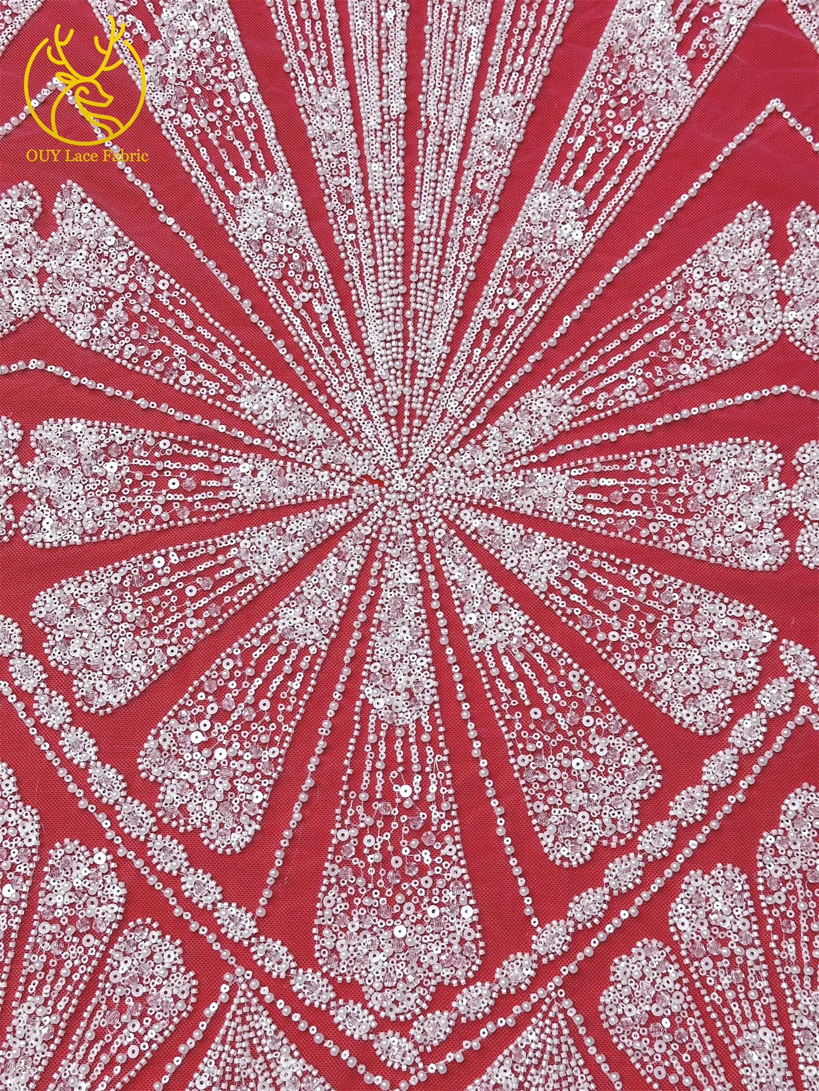 2026 Neuer Afrikanischer Schwer Perlenverzierter Spitzenstoff Hochwertiger Französischer Tüll Pailletten-Spitzenstoff Premium Maßgefertigtes Damen-Abendkleid – Detail 12