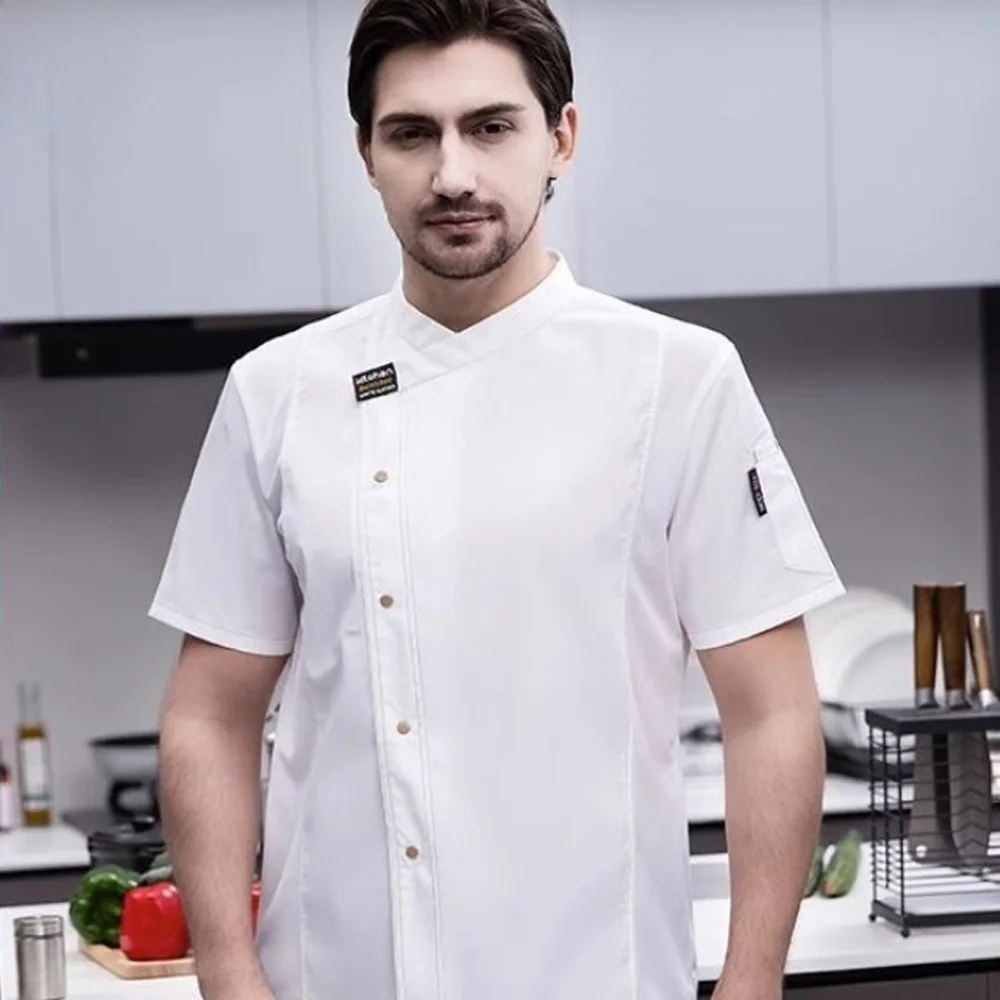 Men Head Chef Food service Kitchen Cooking Costume  Cook Uniform Restaurant Chef's Jackets Bakery