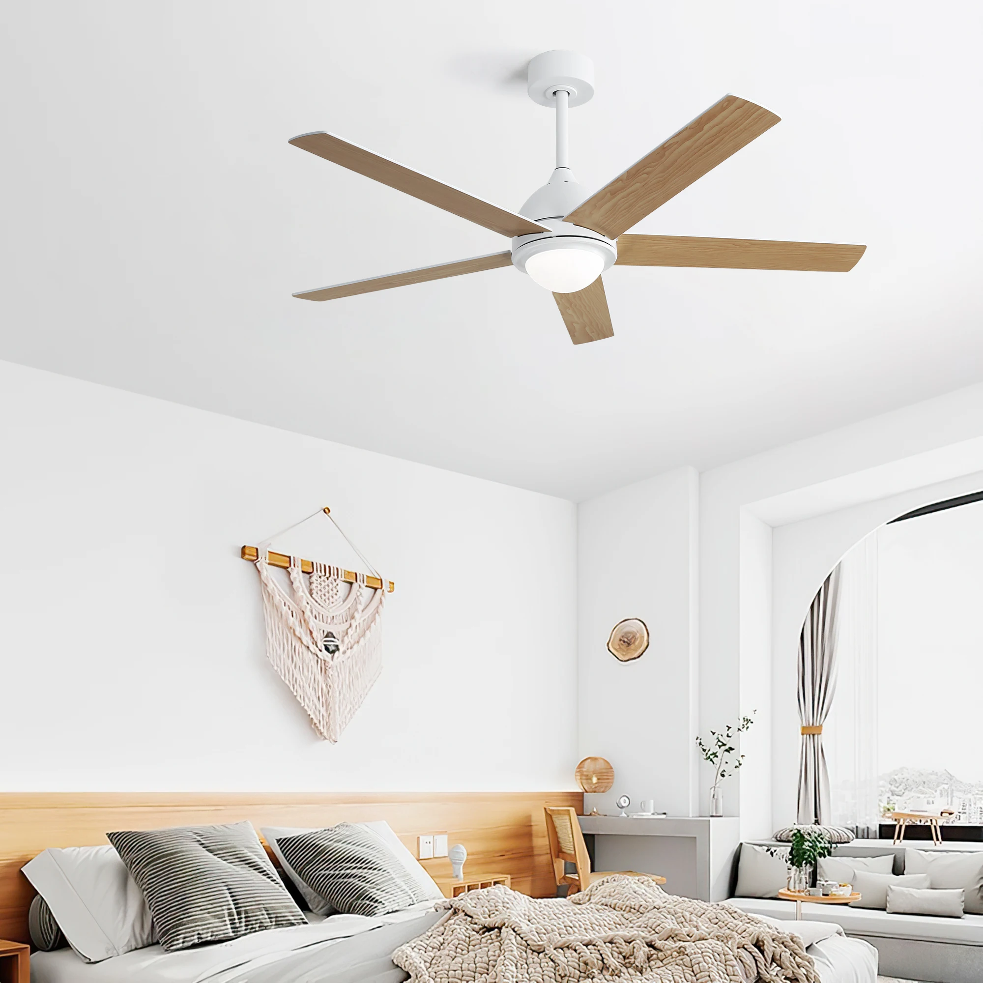 Sofucor Modern 52-inch Ceiling Fan AC Motor with 3-Modes LED with Wall control For Bedroom、Living Room