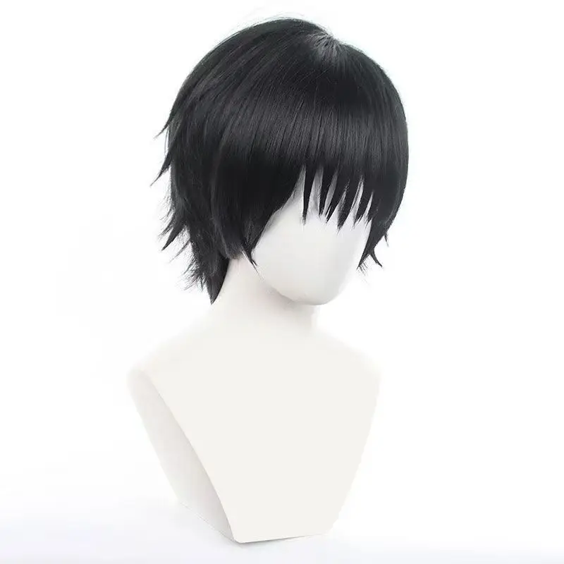 Anime Toji Fushiguro Cosplay Wig Short Black Hair Heat Resistant Synthetic Wig With Rose Net Anime Party Halloween Wig For Men