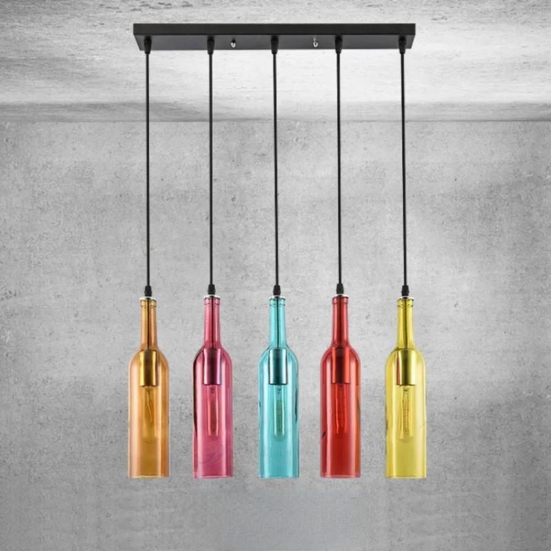 Modern Restaurant Chandelier Bar Cafe Counter Color Beer Bottle Decorative Lamps Nordic Simple Personality Creative Lamps