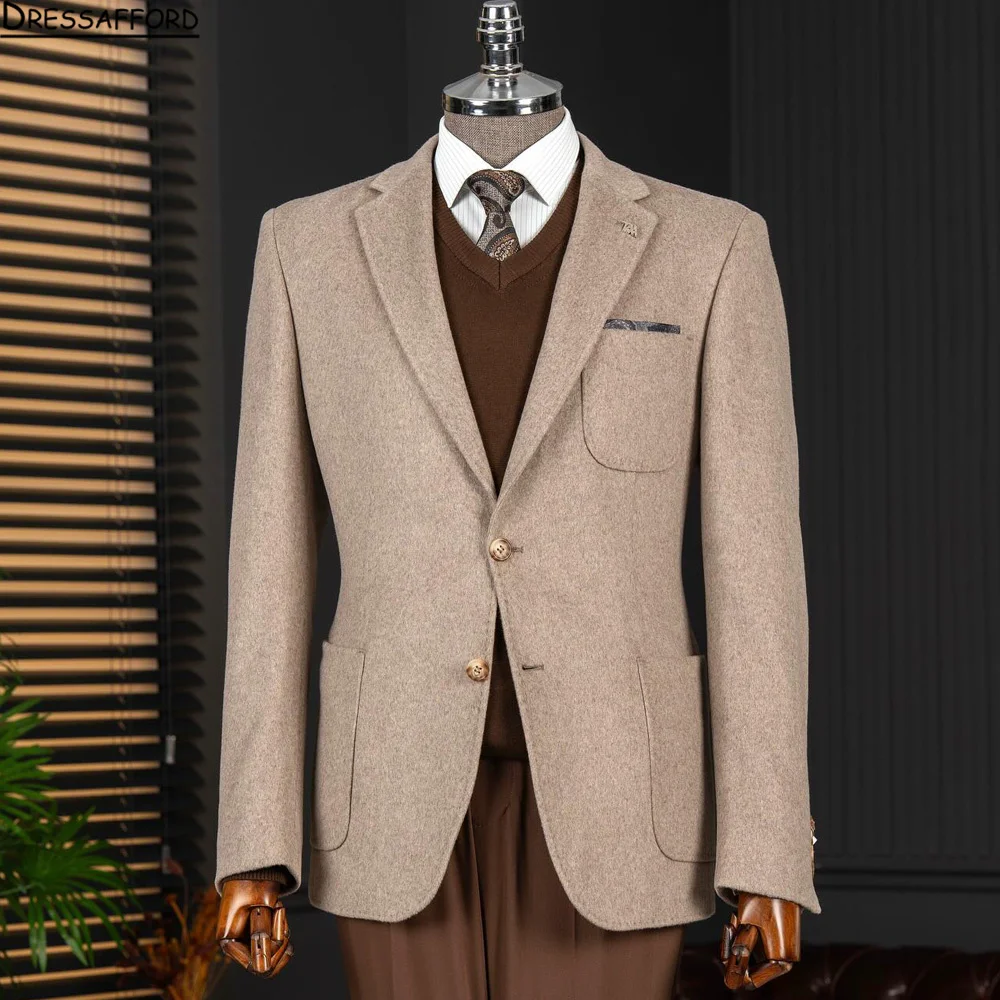 

2 Pieces Men's Suits Tweed Herringbone Slim Fit Business Cauasl Waistcoat Jacket Groomsmen Wedding Suits（Blazer+Pants）