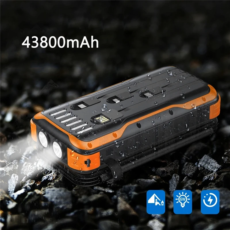 بنك الطاقة الشمسية 43800mAh قابل للطي المزدوج USB شاحن محمول آيفون 17 16 سامسونج Xiaomi Powerbank مع بطارية احتياطية خفيفة