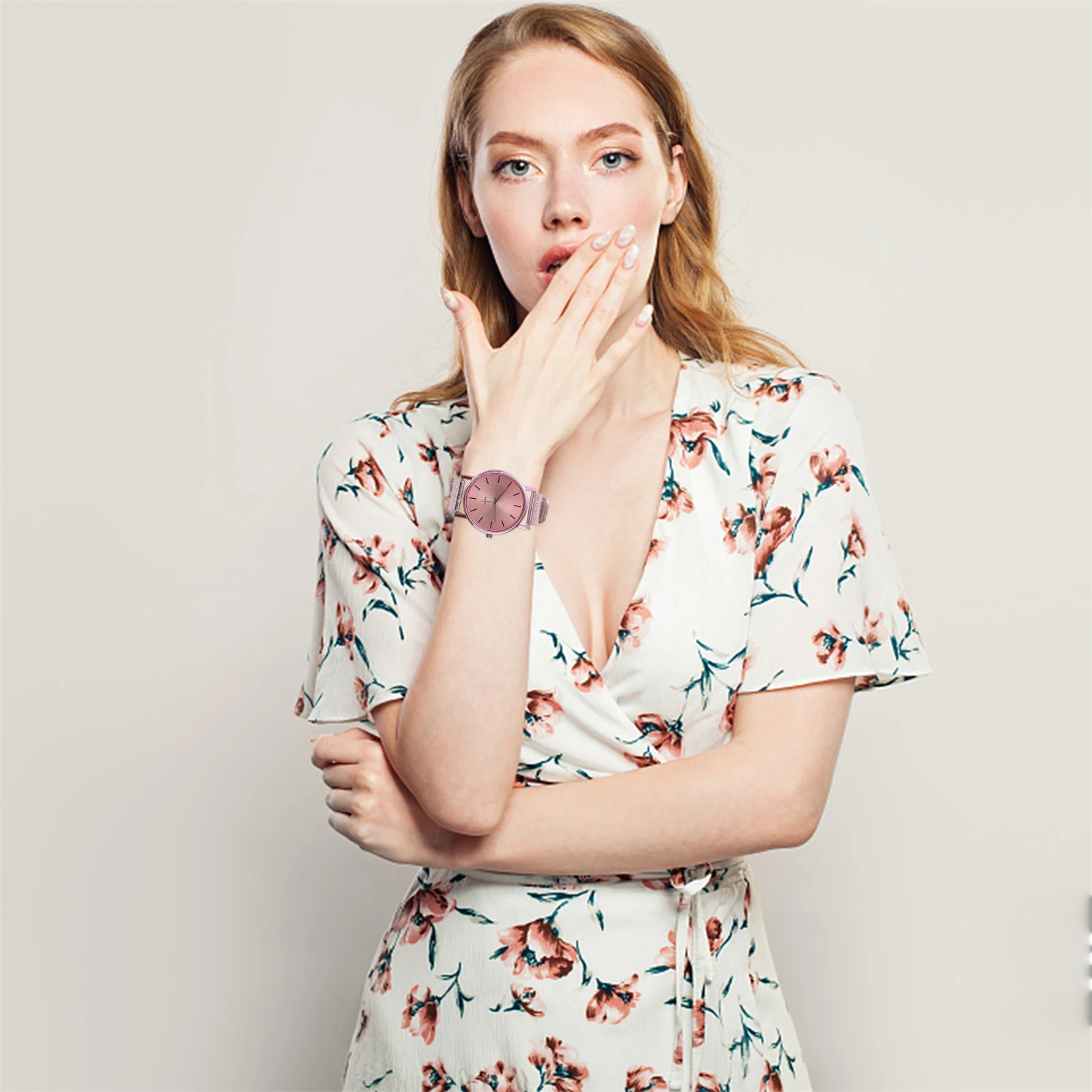 

Elegant Women Quartz Wrist Watch Fashion Business Style Durable Gift For Valentine Christmas Birthday Father'S Day (Pink)