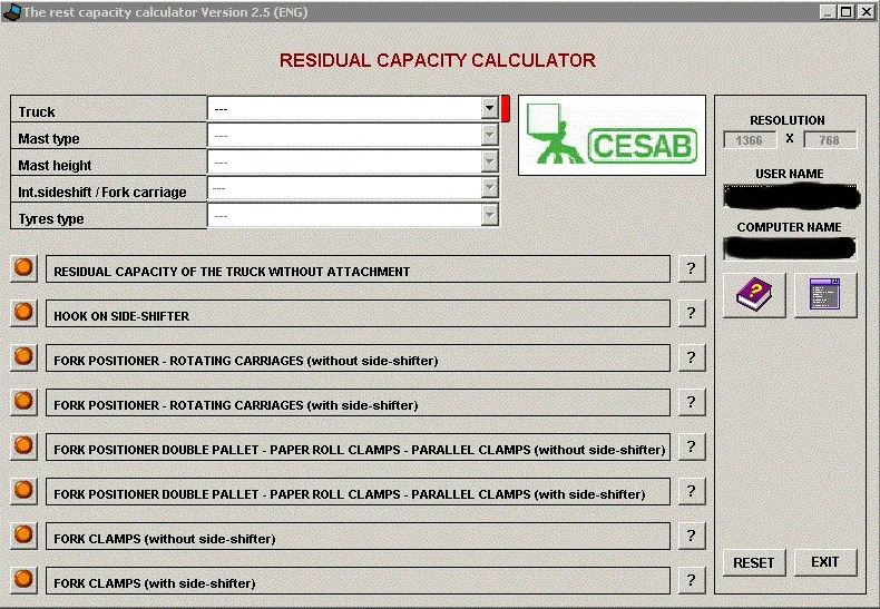 

Cesab Residual Capacity Calculator