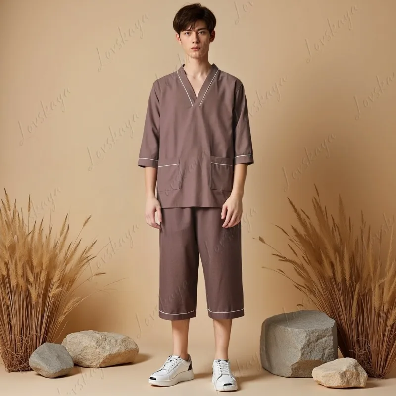 Autumn and Winter 7 Points, Men's Foot Bath, Massage Clothes, Bathing Guests, Pajamas, Saunas, Bathrobes, Women