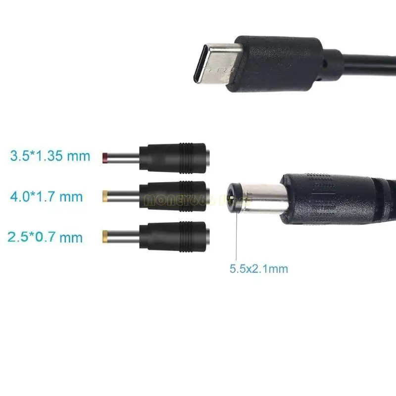 F62C USB C ~ 5.5x2.1mm 3.5x1.35mm 5V 9V 12V 15V 20V 카메라 시스템 라우터 용 출력 디스플레이가 포함 된 조정 가능한 전원 케이블